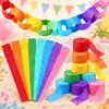 Tiras de guirnalda de cadena de papel rollos de papel coloridos decoración de boda decoración de pared de fondo para fiesta de cumpleaños papel arrugado serpentinas coloridas