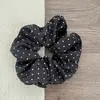 Goma para el pelo de lunares en blanco y negro estilo retro francés para mujer, para moño, diadema elegante, accesorio de pelo sencillo