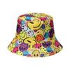 Sombrero de Cubeta Smiley de Espiga Doble Cara Casual Combinable para Todo Protector Solar Sombrero para el Sol Cara Redonda de Estudiante Adecuado para Sombrero de Pescador Mujer