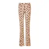 Iamgia*G conjunto de chaqueta corta con capucha de estampado de letras regular en hombros, estampado de leopardo, corte ajustado, elástico, con cremallera, y pantalón largo