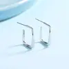 Brincos Qianjia S925 Prata Esterlina Design Simples Linha Quadrada Geométrica, Brincos Elegantes Estilo Executivo com um Toque de Luxo Leve