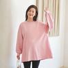 Camiseta de outono para gestantes, manga comprida, gola redonda, desenho animado, blusa de algodão, tamanho grande, moletom para gestantes, primavera e outono, comprimento médio