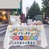 Decoración de Mesa para el Primer Cumpleaños, Montaje de Mesa de Snacks para Bebé, Decoración de Mantel para Mesa de Postres de Cien Días Estilo Xiaohongshu