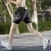 Shorts de Corrida de Maratona Profissional Masculino com Bolso na Cintura Traseira para Celular, Fitness Específico para Esportes, Comprimento Três Quartos, Forro de Secagem Rápida