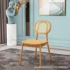Cadeira de jantar de madeira maciça apoio de braço de vime sala de estar nórdica celebridade da internet banqueta com encosto simples moderna cadeira de Hotel B & B