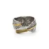 Anillo de pluma plateado de diseño de nicho para hombre, moda retro, versátil, índice de Takahashi Wu Lang, anillo de cruz, éxito de ventas transfronterizo