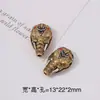 Xizang Prata Duas Cores Três Vias Pulseira Contas Espaçadoras Retrô Duas Cores Liga Inlaid Cabeça de Buda Furo Acessórios de Joia Atacado