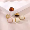 Brincos Europeus e Americanos Novos de Resina Âmbar Aço Inoxidável Brincos Moda Retrô Estilo Maillard Brincos de Aço Titânio Joias