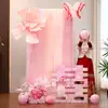 Set Completo de Decoración para la Habitación de Boda del Novio y la Novia y la Sala de Estar, Incluyendo Batas, Fondo para Fotos y Cadenas Decorativas con el Personaje "" (Doble felicidad)