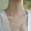 Colar de Pérolas Junxie Shijia para Bebê 2mm Alto Padrão Redondo Pequeno Arroz Levemente Luxuoso Colar 14K Joia Versátil para Mulheres