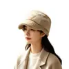 Gorra de felpa cálida de pico de pato para otoño e invierno para mujer, estiliza el rostro, versátil, moderna, para circunferencia de cabeza grande, gorro de punto, venta al por mayor de moda