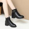 Zapatos de Mamá Botas de Otoño e Invierno 2025 Nuevo Estilo Forrado de Lana Cálido Zapatos de Cuero Versátiles Botines de Suela Blanda Zapatos de Algodón para Mujeres de Mediana Edad y Ancianas