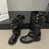Botas Retrô de Salto Grosso de Alta Qualidade para Mulheres Outono 2026 Novo Estilo Combinam com Saias Botas Western Botas para Calças de Equitação Botas Longas