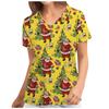 Camiseta de enfermera navideña con cuello en V y manga corta para mujer, nueva camiseta de Europa y Estados Unidos con estampado navideño, de lunares grandes.