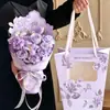 2026 Bolsas Tote Más Vendidas para el Día de la Madre con Insertos de Forma de Rosa, Estilo Caja de Flores, Bolsa de Papel para Empaque de Flores Frescas, Venta al por Mayor de Bolsas para Floristerías