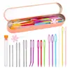 Aguja curva de ojo grande de aluminio para coser a mano, tejer, zurcir, aguja de ojo grande, aguja para coser suéteres, aguja de coser, aguja para hilo y lana, herramientas de tejer