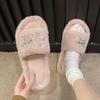Pantufas Star Mao Mao femininas usam novas pantufas femininas de sola plana outono e inverno bico redondo sola grossa pelúcia algodão pantufas