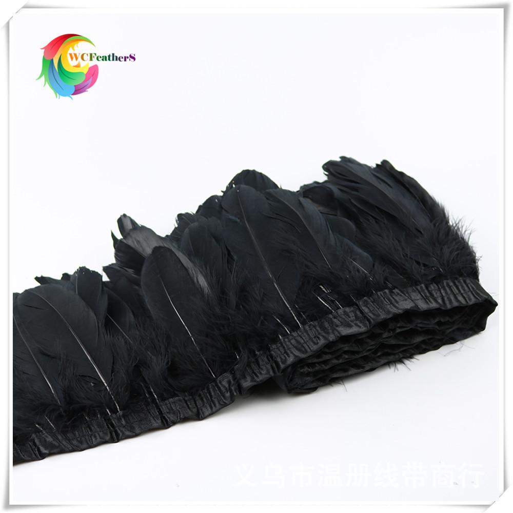2 black goose feather fringe 4
