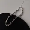 Collar de Metal con Bolas y Perlas de Cristal Dulce y Fresco para Mujer, Exagerado Lujo Ligero, Estilo Fresco, Cadena Corta para el Cuello, Cadena para la Clavícula