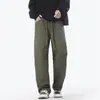 Calças casuais de trabalho da moda estilo americano para homens e mulheres, calças de paraquedista retas e largas, novas calças esportivas de perna larga