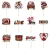 Decoraciones transfronterizas para el Día de San Valentín: banderines retro de cuadros para el Día de San Valentín, adornos de espiral y adornos para pastel