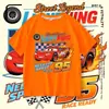 Camiseta de Verano de Algodón con Mangas Cortas de Carreras para Niños Rayo McQueen, Top Elegante para Niños Pequeños