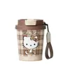 Copo Térmico Hello Kitty para Meninas, Copo de Café Portátil de Uso Duplo, Copo com Canudo Cartoon de Aço Inoxidável 316, Copo de Bolso