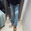 Jeans de Campana Retro Americanos para Mujer, Nuevos para Primavera y Otoño 2025, de Cintura Alta, Elásticos, Petite, Rectos Estrechos, de Pierna Ancha