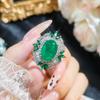 Com algodão indústria pesada europeia e americana simulação de moda esmeralda joias conjunto de três peças retro criativo diamante cheio luxo incrustado joias