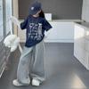 Traje de Primavera y Otoño para Niña 2025 Nueva Moda Estilo Deportivo Letras Estampadas Traje Falso de Dos Piezas Tendencia Transfronteriza