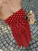 Vestido Largo de Lunares sin Tirantes de Cuello Alto sin Mangas Ajustado con Volantes Elegante Estilo Chica Popular para Ir al Trabajo Primavera Vestido Transfronterizo Europeo y Americano