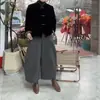 26005 Novo Daimei Yiyuan Jaqueta de Veludo Nova Moda com Design de Botões, Calça de Cintura Alta Ampla Solta, Elegante e Emagrecimento para Mulheres