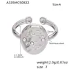 Rueda de la Fortuna Europea y Americana Acero Inoxidable Redondo Hueco Diseño Geométrico Juego de Anillos Nicho Transfronterizo Joyería de Anillos para Mujeres