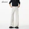 Pantalones de traje de pierna ancha, fluidos, color sólido, estilo retro japonés para hombre, otoño, desaliñados, guapos, versátiles, sin planchado, tacto de alta gama, ligeramente acampanados, largos