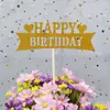 Decoración de pastel bandera de cumpleaños en chino e inglés/tarjeta insertable para decoración de pastel de cumpleaños/bandera insertable de feliz cumpleaños