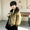 Ropa de Invierno para Niños Chaqueta con Capucha Forrada de Polar Estilo Coreano Chaqueta Gruesa de Moda para Niños Pequeños y Niños Pequeños Top de Invierno Venta al por Mayor