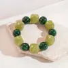 Pulsera elástica redonda de acrílico empalmada, Moda retro europea y americana, Pulsera versátil para el día a día, Joyería con sensación de lujo ligero y alta gama