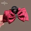 Presilha de Cabelo Retro Relaxada Estilo Coreano com Laço de Cetim e Strass, Acessório de Cabelo Elegante de Alta Qualidade, Presilha de Tubarão Grande