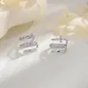Aretes Geométricos de Múltiples Capas con Diamantes Brillantes Únicos de Comercio Exterior Europeo y Americano, Exquisitos Clips para Orejas de Circonita de Lujo Ligero para Orejas sin Perforar