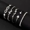Atravessando Fronteiras Novo Design Europeu e Americano de Alta Qualidade Pulseira Borboleta Tulipa em Forma de Oito Conjunto de 5 Peças Acessórios Fábrica Atacado em Estoque
