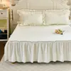 Saia de Cama Acolchoada Jacquard de Tricô de Renda Estilo Coreano Peça Única - Segredo nas Flores Série Segredo nas Flores