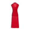 Atacado de Fabricantes de Roupas Femininas Transfronteiriças 2026 Nova Moda Europeia e Americana Vestido de Malha de Seda Patchwork Slim Fit