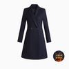 Venta al por mayor Nuevo Abrigo de Lana Acolchado Grueso de Otoño e Invierno para Mujer Estilo Coreano Largo Medio Negro Abrigo de Lana de Doble Botonadura