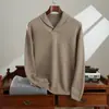 Nuevo suéter de cachemira para otoño e invierno, hombre, cuello chal de cachemira pura, manga larga gruesa, jersey de punto, suéter base