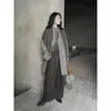 Gabardina Larga Oversize MMC Vintage con Cuello Alto, Hombros Caídos y Chal, Abrigo de Principios de Otoño 63W85119