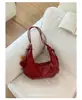 Bolso tipo dumpling retro de pliegues suaves de gran capacidad estilo coreano, bolso de hombro y cruzado versátil y casual con forma de cuerno