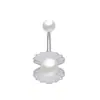 Amazon Transfronterizo Nueva Moda Gatito Incrustado Oval Diamante Mocha Cuerpo de Acero Inoxidable Joyería para Piercing Anillo para el Ombligo