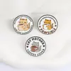 Suministro transfronterizo de divertidos pines de esmalte para café de gato, insignias metálicas con frases creativas en inglés, pines decorativos para bolsos