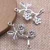 32x 24mm 1.5g plata antigua accesorios DIY flor colgante de flor conector