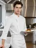 Uniforme de trabalho de chef, de manga comprida, para outono e inverno, adequado para hotéis, restaurantes ocidentais, cozinhas de apoio, padarias e refeitórios; roupas de trabalho respiráveis para homens e mulheres na cozinha